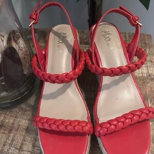 Red Braided Strap Women's Sandals